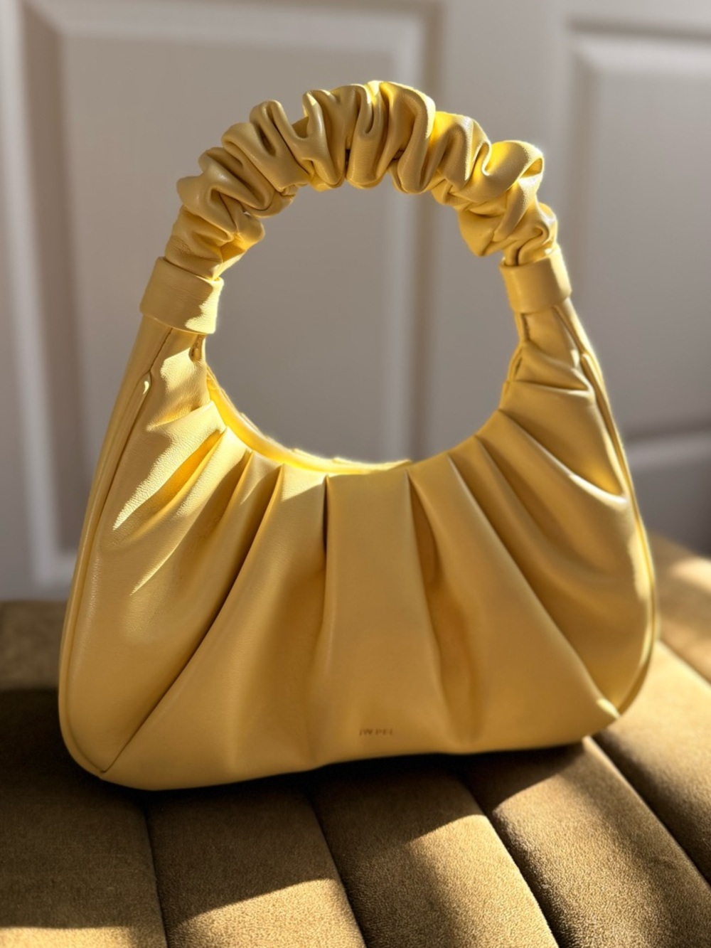 JW PEI Gabbi Ruched Hobo Handbag Light Yellow